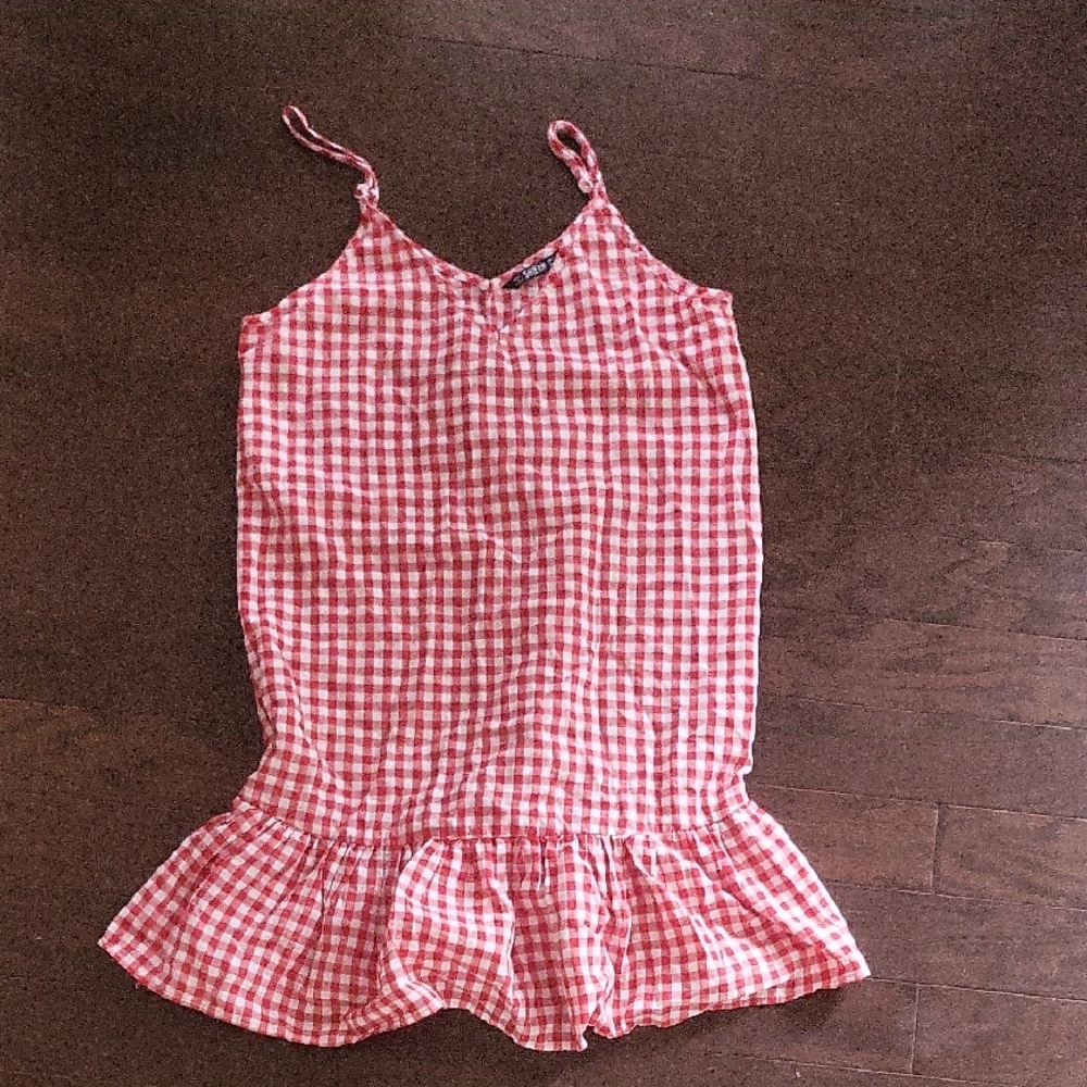 SHEIN Red and White Checkered Dress